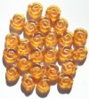 25 12mm Transparent Matte Topaz and Gold Glass Swirl Disk Beads